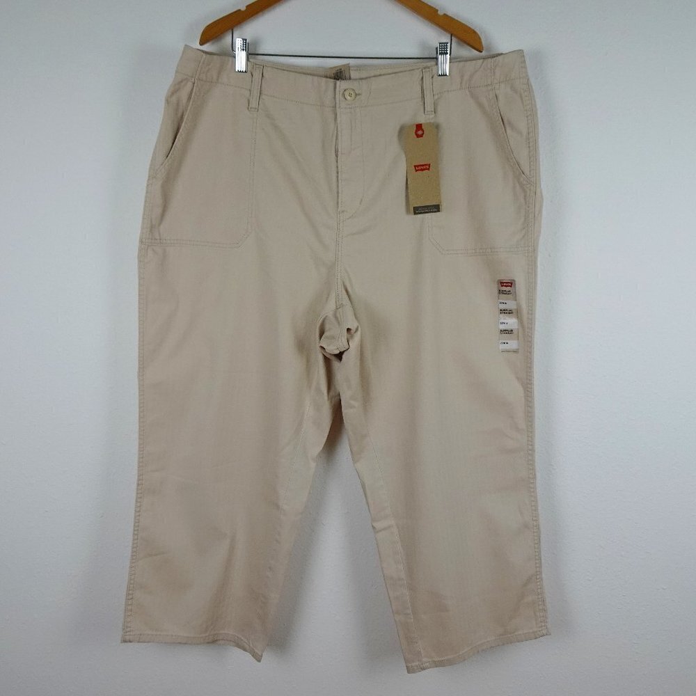 Levi's Straight Leg Pants Women's Plus Size 22W Beige Stretch Denim